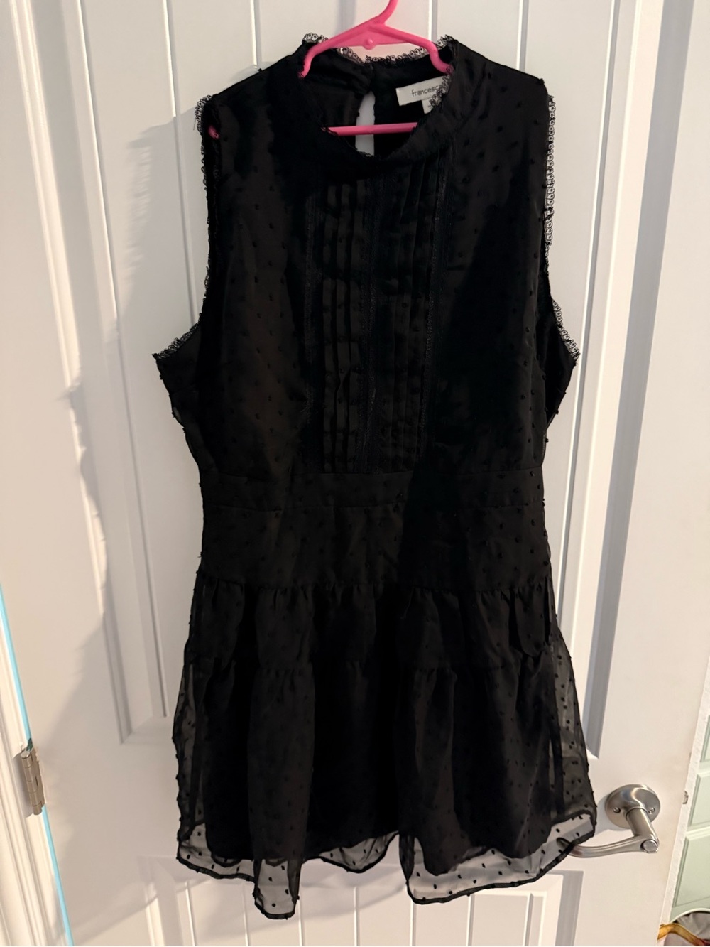Francesca’s Black Swiss Dot Tiered Mini Dress Small